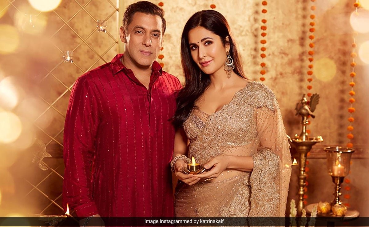 Katrina Kaif Brightens Diwali Festivities In A Gold Drenched Saree With Salman Khan