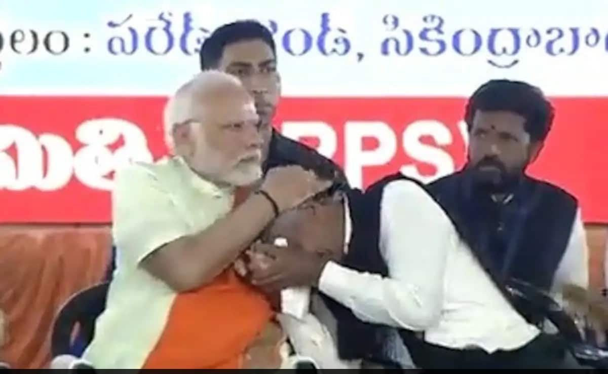 Watch: PM Comforts Madiga Leader Who Got Emotional At His Telangana Rally